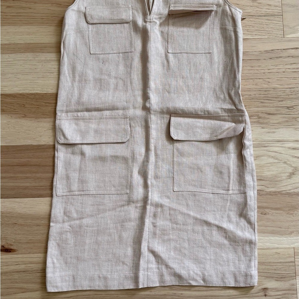 Theory Sleeveless Tan Shift Dress Linen Blend Size 0 - Picture 11 of 14